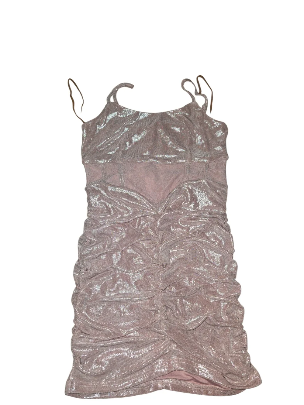 Girls' Shimmer Ruched Slip Dress in Dusty Pink